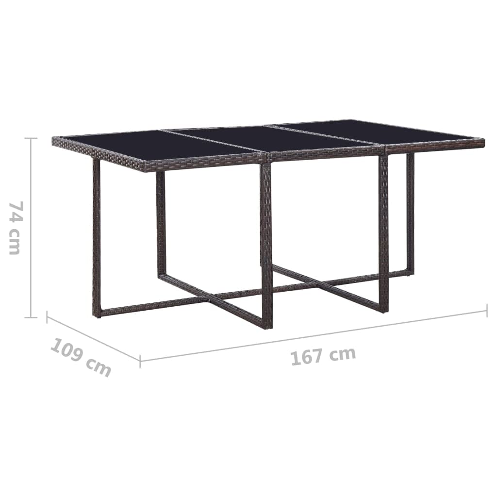 vidaXL Patio Furniture Set 11 Piece, Table and Chair for Garden Balcony Porch, Outdoor Dining Set with Cushions, Stool, Poly Rattan Brown