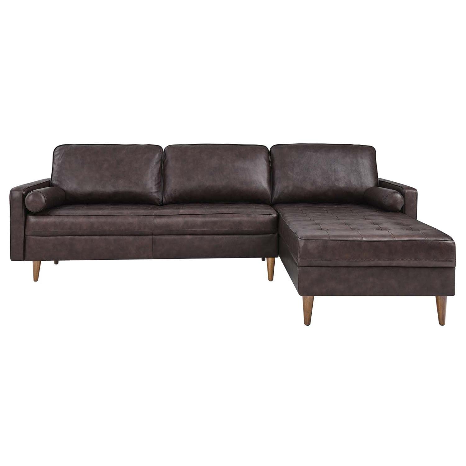 Modway Valour 98&Quot; Modern Style Leather Sectional Sofa In Brown