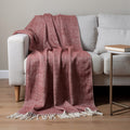 50 X 60 Brick Red And White Chevron Cotton Throw Blanket with Fringe
