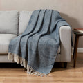 50 X 60 Navy Blue And White Chevron Cotton Throw Blanket with Fringe