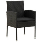 vidaXL 3-Piece Patio Dining Set for 2 - Outdoor Table & Chairs, Poly Rattan Black, Farmhouse Style for Garden & Backyard