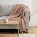 50 X 60 Red Cotton Woven Chevron Throw Blanket with Fringe