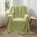 50 X 60 Citrine And Ivory Geometric Cotton Throw Blanket with Fringe