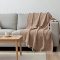 50 X 60 Brown Cotton Woven Geometric Throw Blanket with Fringe