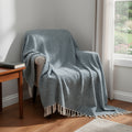 50 X 60 Navy Blue Cotton Woven Geometric Throw Blanket with Fringe