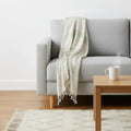 50 X 60 Natural Cotton Woven Striped Throw Blanket with Fringe