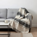 50 X 60 Black Cotton Woven Striped Throw Blanket with Fringe