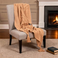 50 X 60 Terra Cotta Cotton Woven Geometric Throw Blanket with Fringe