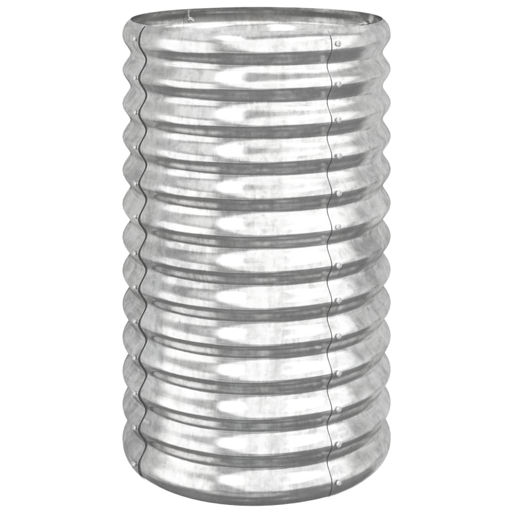 vidaXL Silver Round Garden Planter, Powder-Coated Steel, 15.7 x 26.8, DIY Decor for Patio, Balcony or Garden