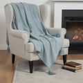 50 X 60 Aqua Cotton Woven Ikat Throw Blanket with Tassels