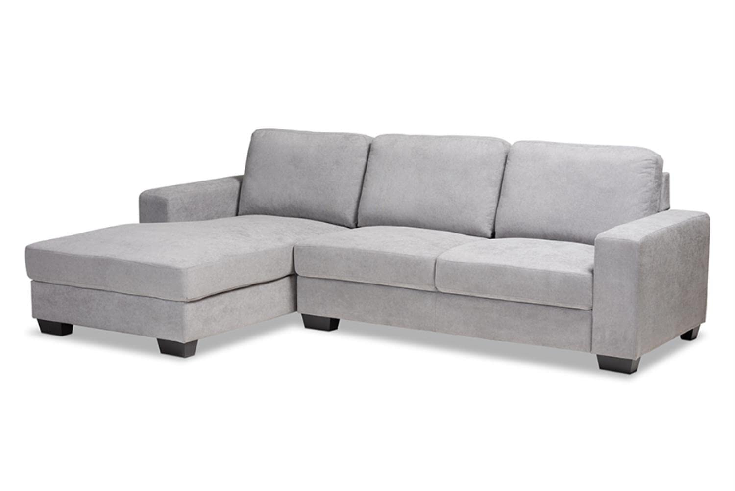 Baxton Studio Nevin Modern and Contemporary Light Grey Fabric Upholstered Sectional Sofa with Left Facing Chaise