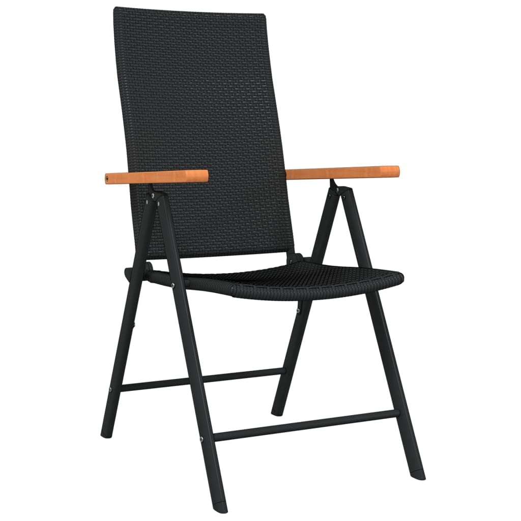 vidaXL 5-Piece Patio Dining Set in Black, Powder-Coated Steel Frame, PE Rattan Chairs with Adjustable Backrests, Outdoor Dining Furniture