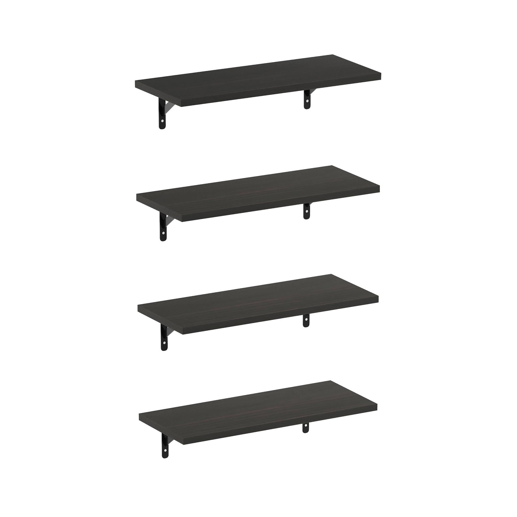 Furinno Rossi 18-Inch Wall Mounted Floating Display Shelves, Espresso, Set of 4
