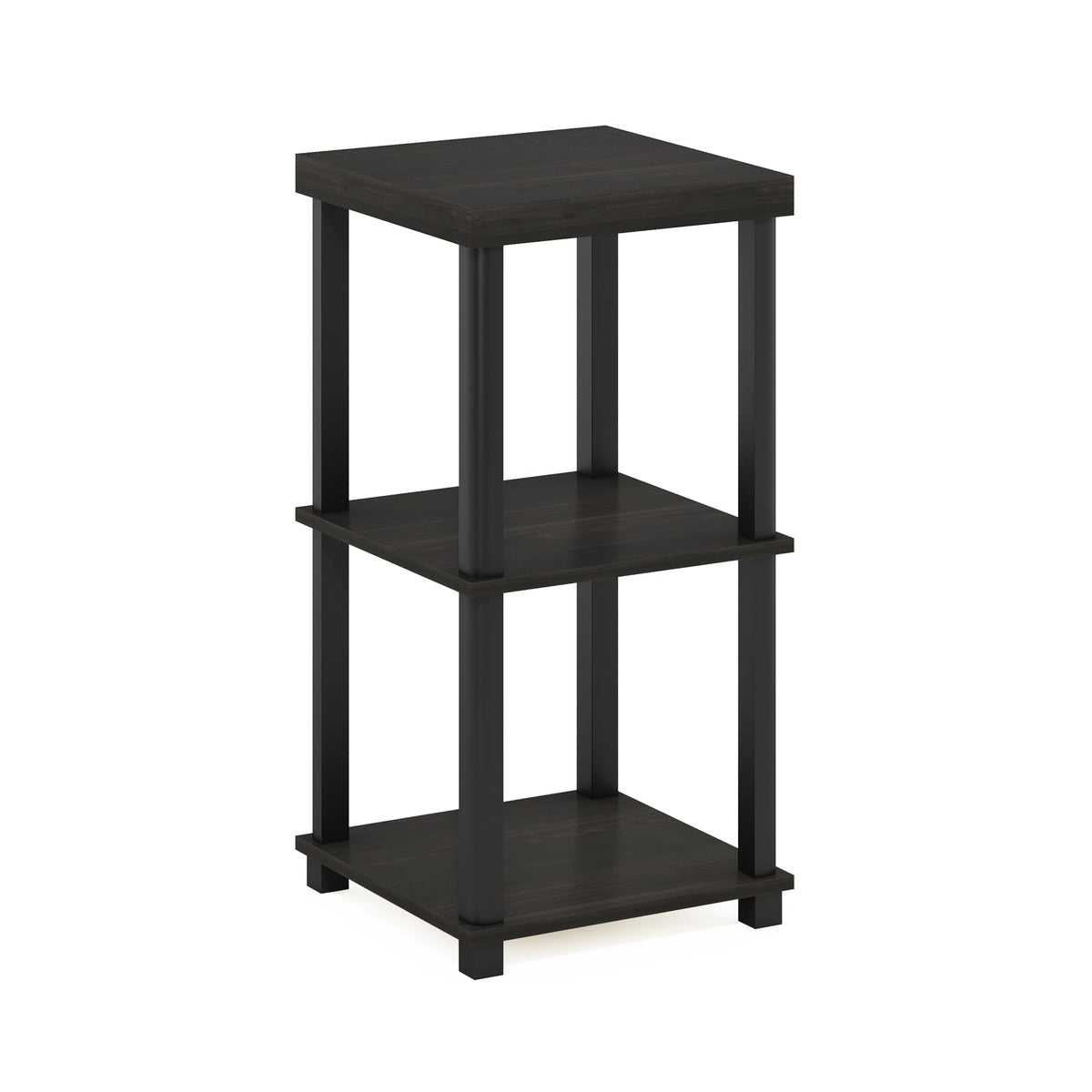 Furinno Turn-N-Tube Classic 3-Tier End Table, Side Table, Espresso/Black