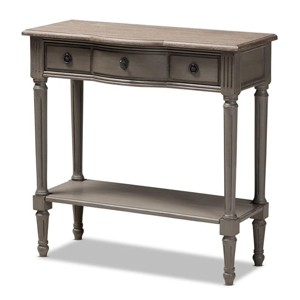Baxton Studio Noelle French Provincial Gray Finished 1-Drawer Wood Console Table Gray/Wood