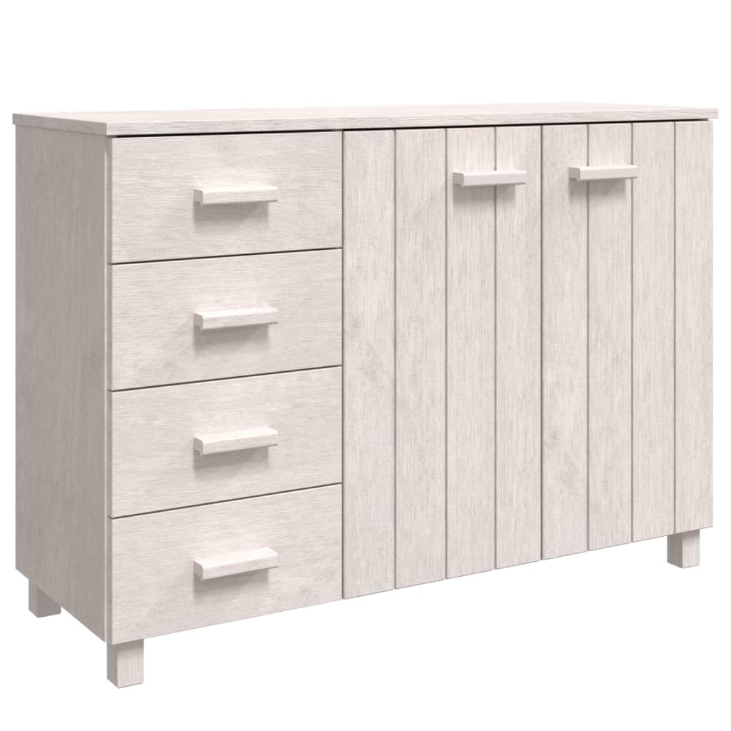 vidaXL HAMAR Solid Pinewood Sideboard - White - 44.5&quot;x15.7&quot;x31.5&quot; - Two Doors and Four Drawers for Ample Storage - Sturdy and Versatile Piece for Any Room