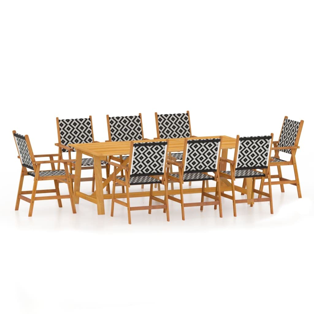 vidaXL Solid Wood Acacia Patio Dining Set 9 Piece Garden Outdoor Terrace Balcony Dining Dinner Dinette Table and Chair Seat Seating Furniture