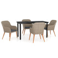 vidaXL Patio Dining Set 5 Piece with Cushions Garden Outdoor Lawn Yard Terrace Balcony Table and Chair Seat Seating Furniture Brown