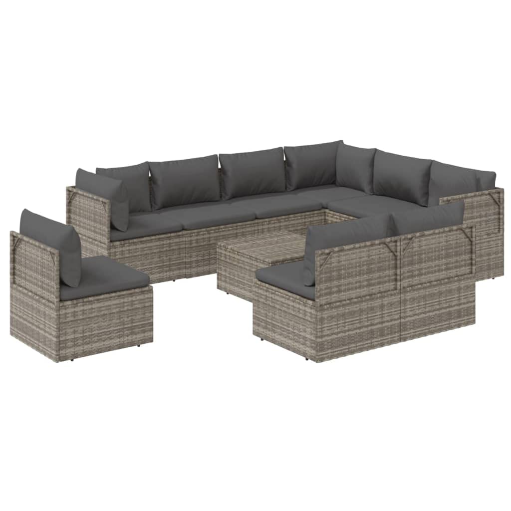 Vidaxl Outdoor Lounge Set With Cushions - 10-Piece Patio Furniture Set In Charcoal Gray With Extra Cushion Comfort, Ample Storage, Waterproof Bag, And Easy Assembly