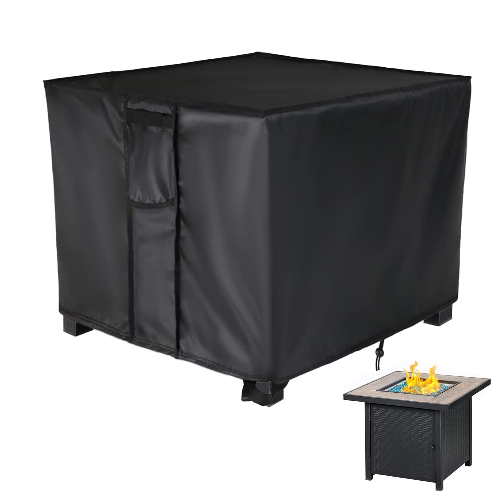 Rilime Fire Pit Cover,30 Inch Square Firepit Covers 30X30 For Outdoor Gas Fireplace,Fire Pit Table Covers Square - 30X30X25 Inch