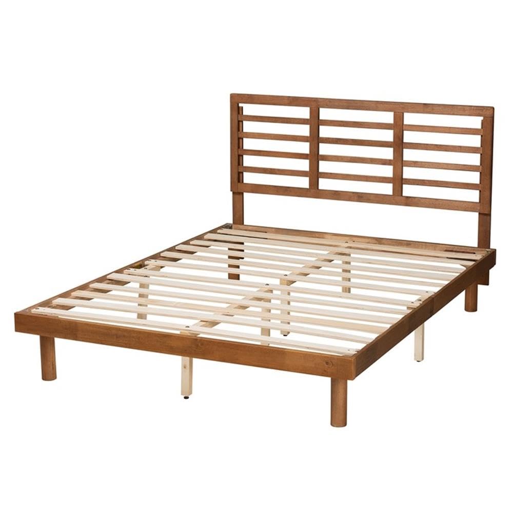 Baxton Studio Lucine Mid-Century Modern Ash Walnut Finished Wood King Size Platform Bed