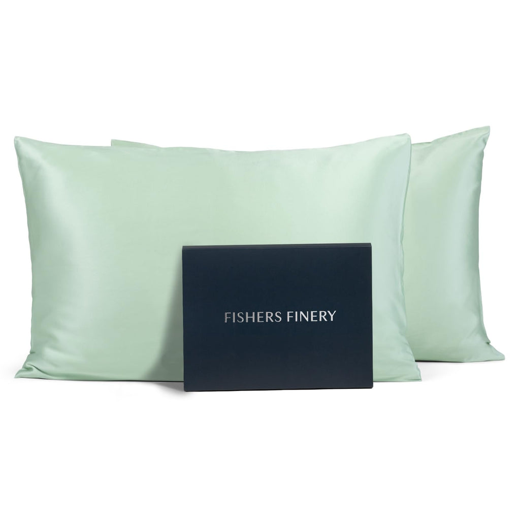 Fishers Finery 25Mm 100% Pure Mulberry Silk Pillowcase, Good Housekeeping Winner (Light Green, King 2 Pack)