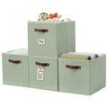 DECOMOMO Storage Baskets, 13x15x13 Storage Cube Bins with Labels for Organizing Shelves Kallax (Kallax / 4pcs, Sage Green)