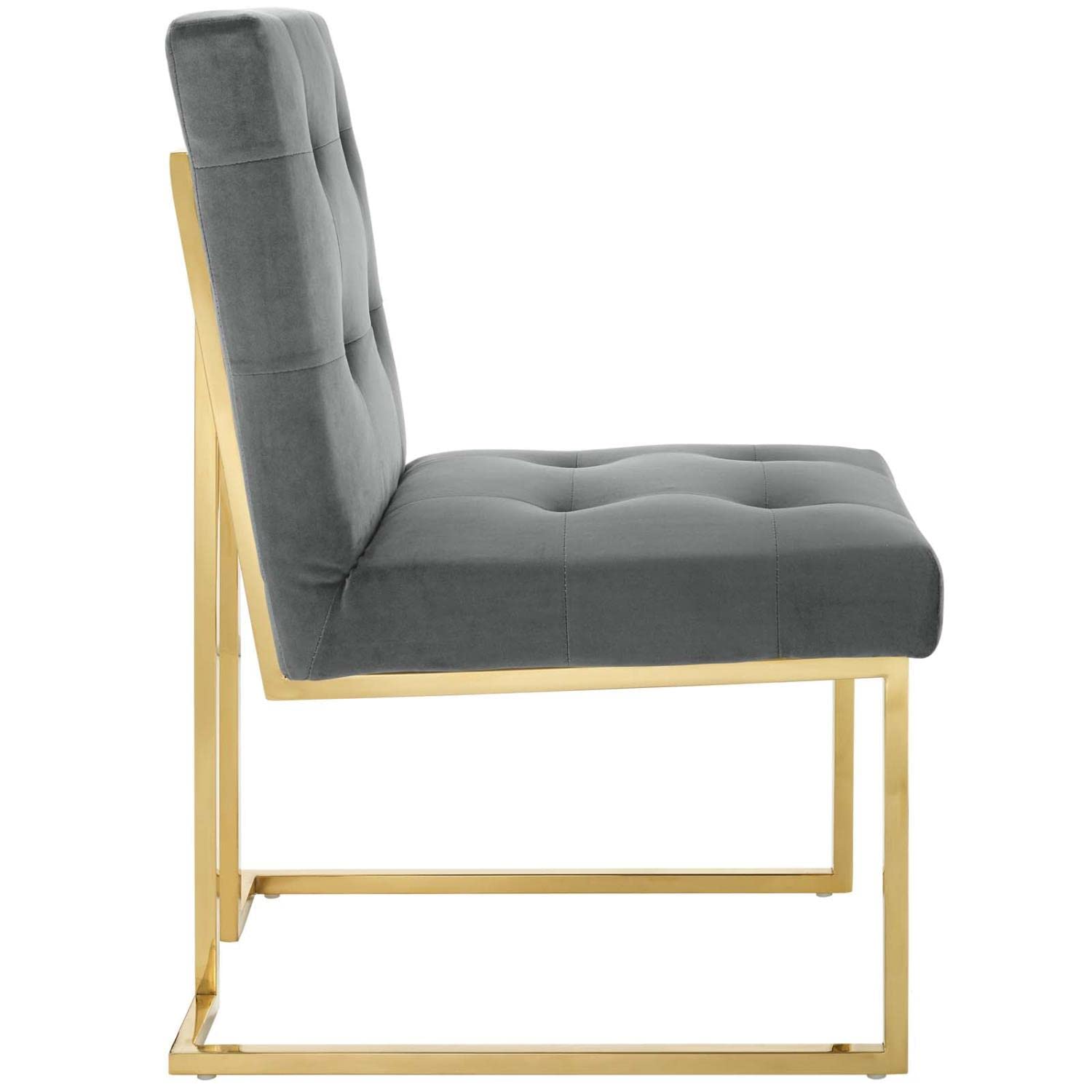 Modway Privy Performance Velvet Gold Stainless Steel Dining Chair In Gold Charcoal