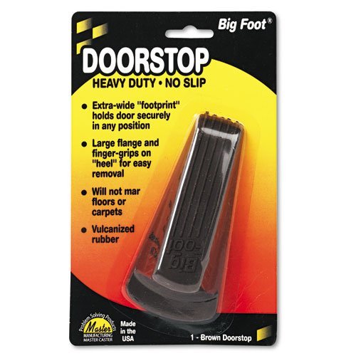 Big Foot Doorstop, No-Slip Rubber Wedge, 2-1/4W X 4-3/4D X 1-1/4H, Brown, Sold As 1 Each
