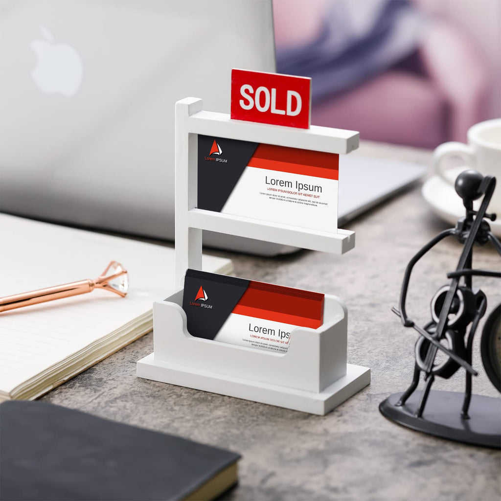 Real Estate Business Card Holder Display Wooden Real Estate Agent Supplies Business Card Stand Farmhouse Business Card Organizer