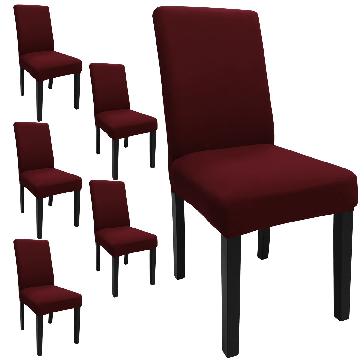 Keyroal Dining Room Chair Covers Set Of 6, Stretch Solid Color Parsons Chair Slipcovers Spandex Removable Washable Kitchen Chair