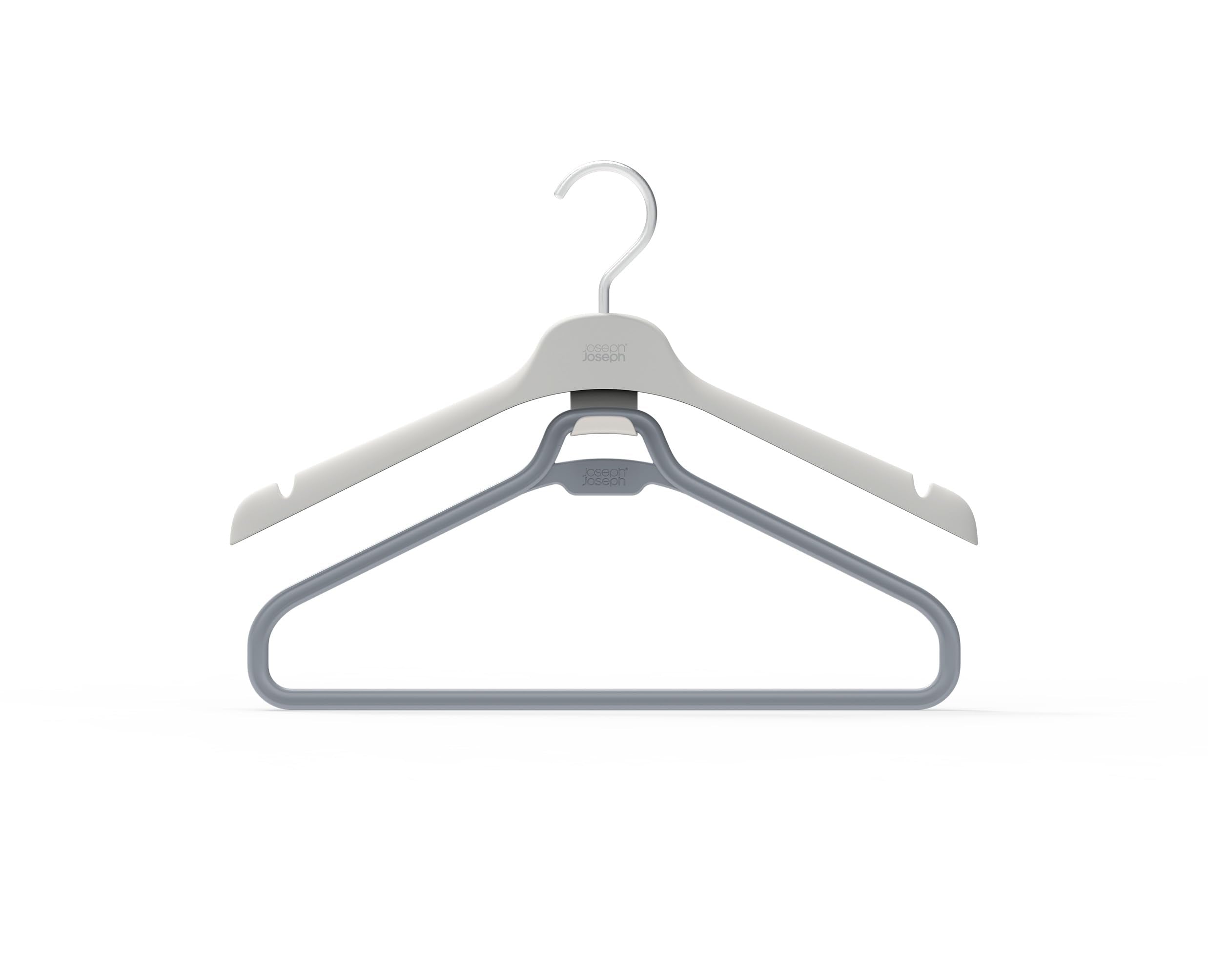 Joseph Joseph Orderly Set of 2 Long Garment Hangers, 2-Part Clothes Hanger for Dresses and Jumpsuits with Integrated Strap Hooks