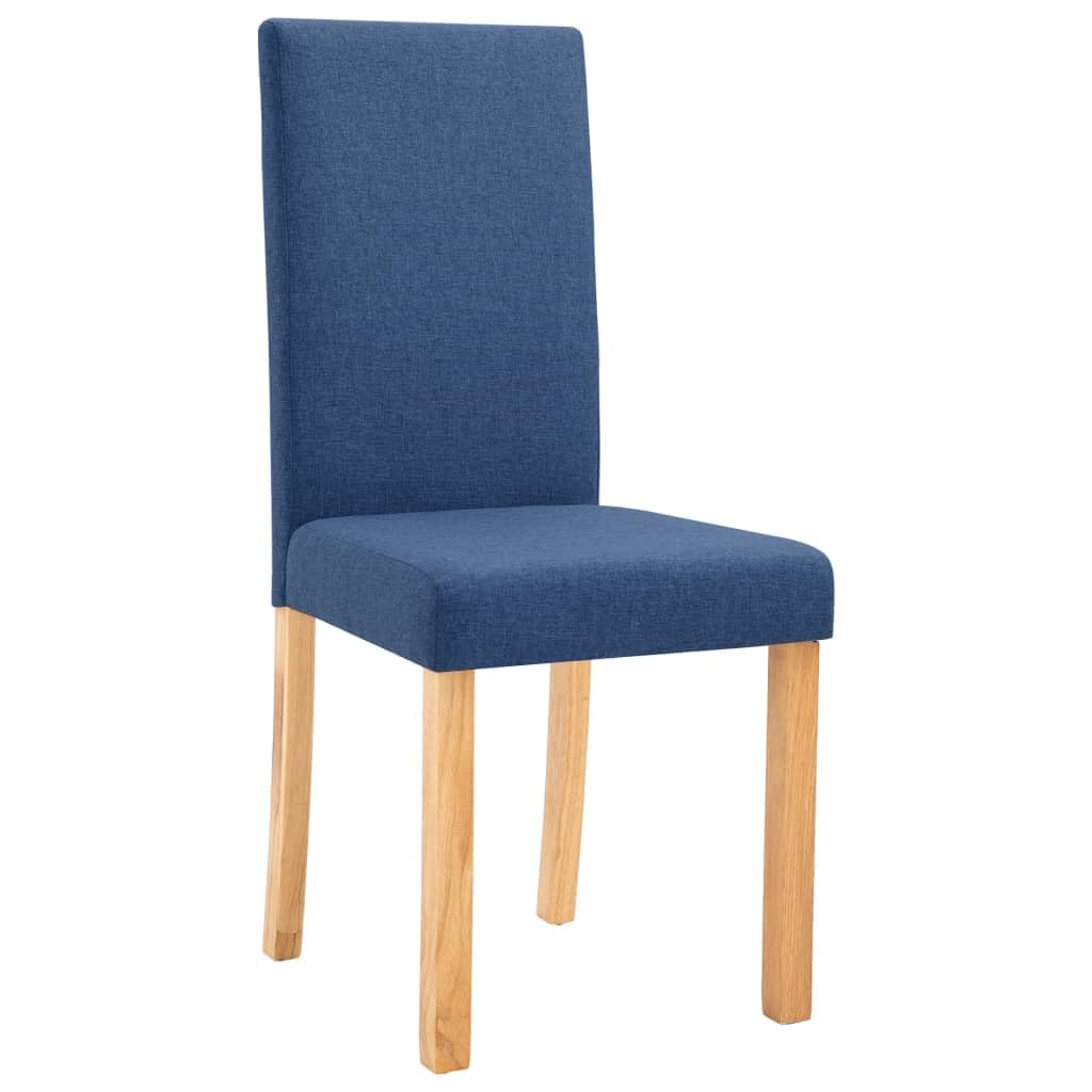 vidaXL Set of 4 Blue Fabric Upholstered Dining Chairs with Solid Wooden Legs and Ergonomic Design