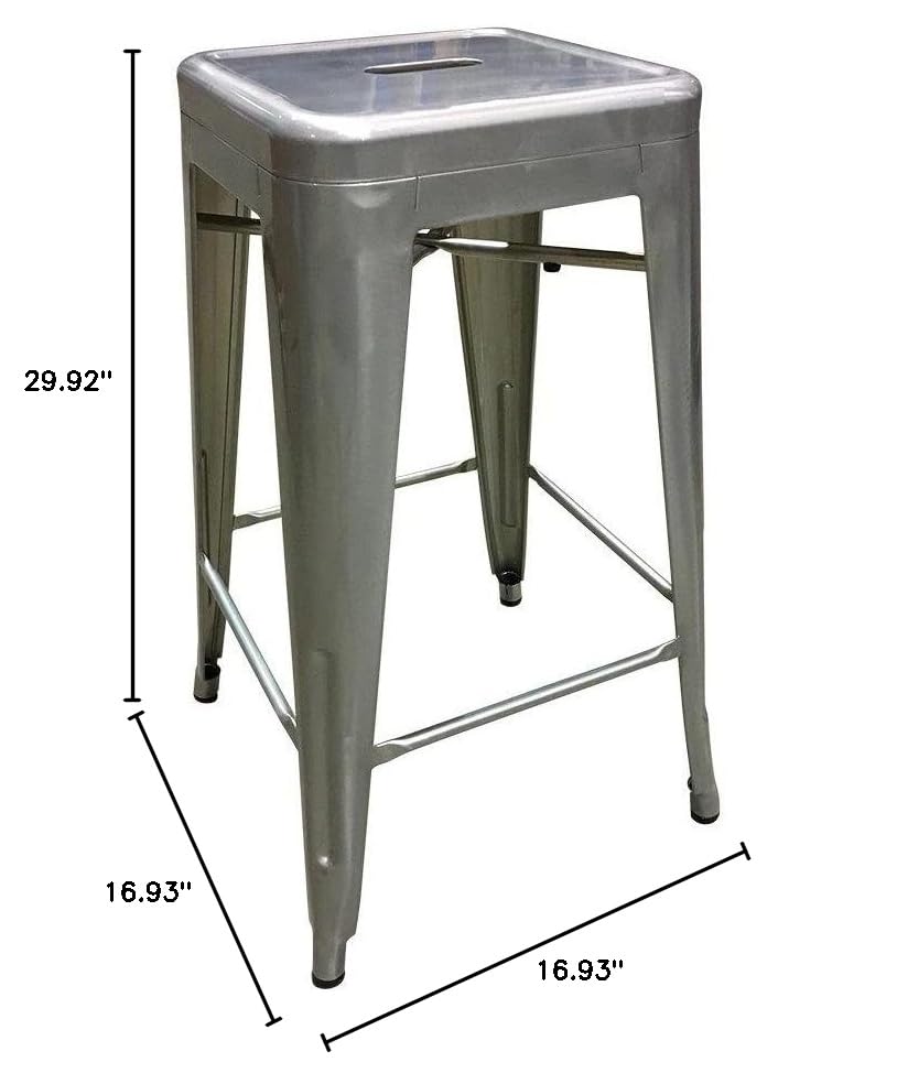 Death by Modernism Tolix Style Bar Stool 76cm - Galvanized - Reproduction