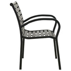 vidaXL Outdoor Patio Chairs Set - Industrial Style, Weather-Resistant, Steel and WPC Material, Stackable Design - Black Finish