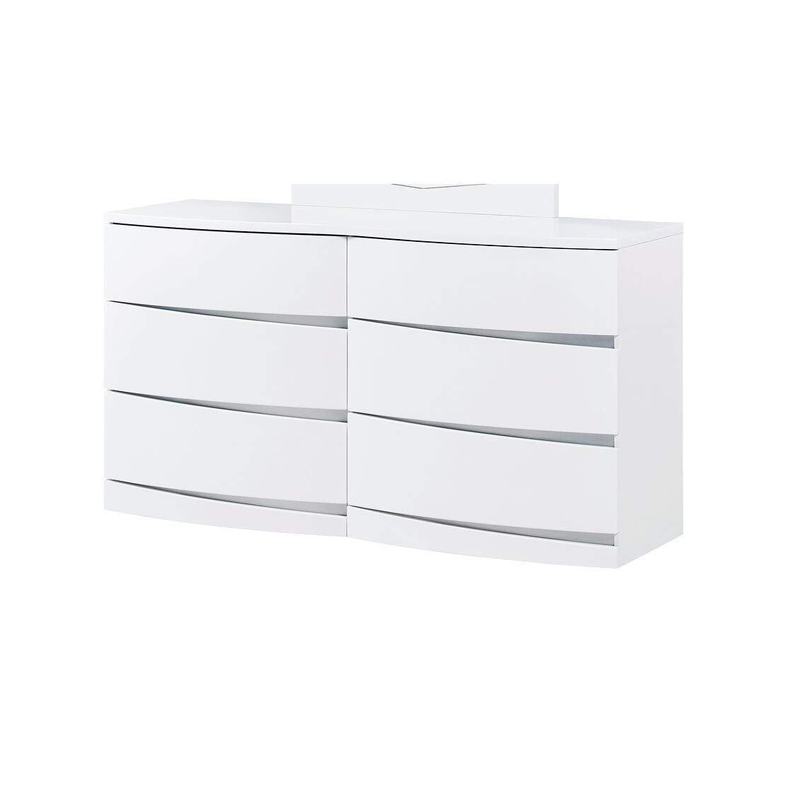 Global Furniture Aria/Aurora Collection Mdf/Wood Veneer Dresser, White