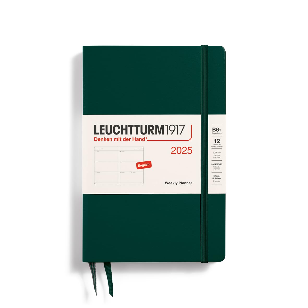 Leuchtturm1917 - Weekly Planner 2025, Hardcover, Paperback (B6+), Forest Green (Jan 1 - Dec 31, 2025)