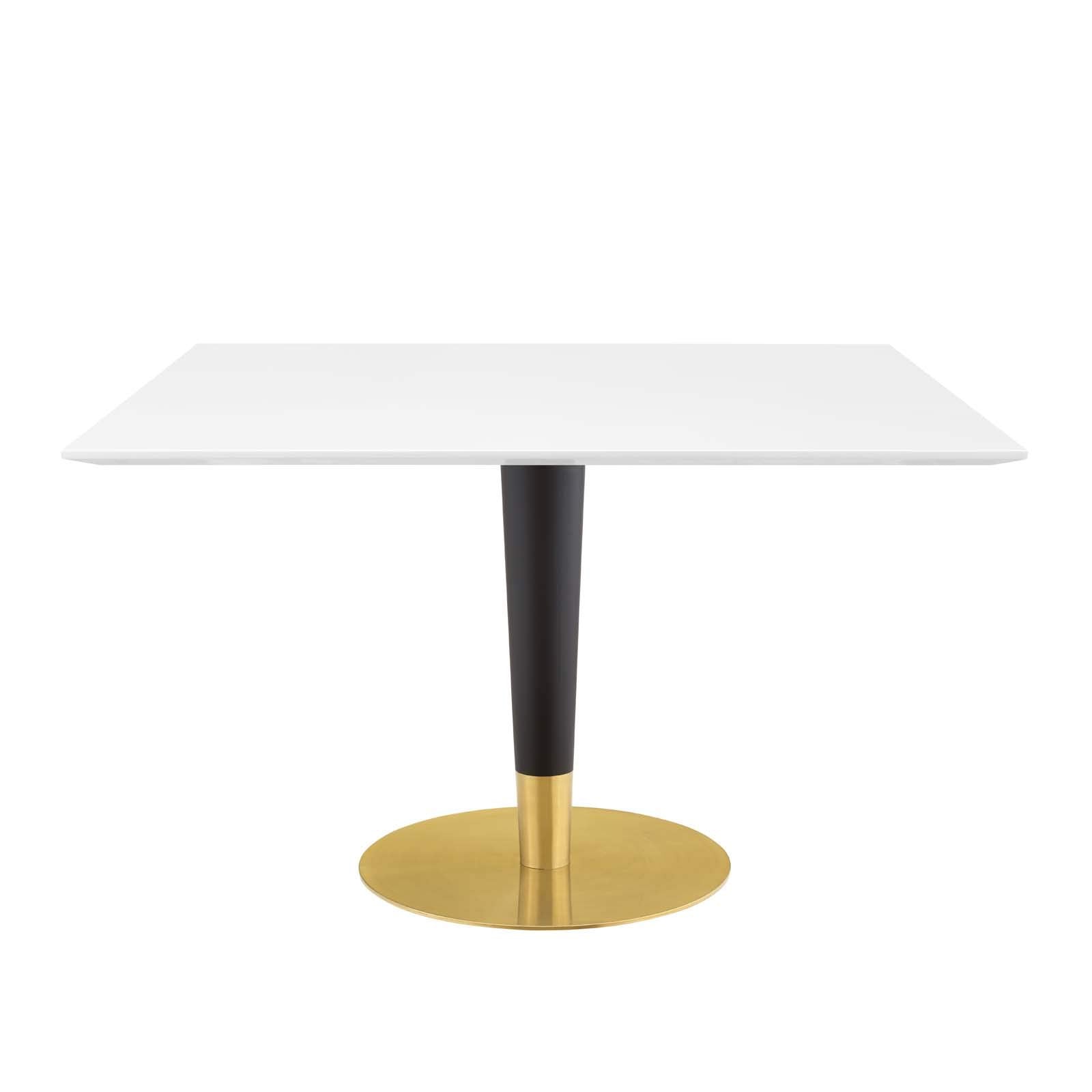 Modway EEI-5137-GLD-WHI Zinque 47&quot; Square Dining Table, Gold White