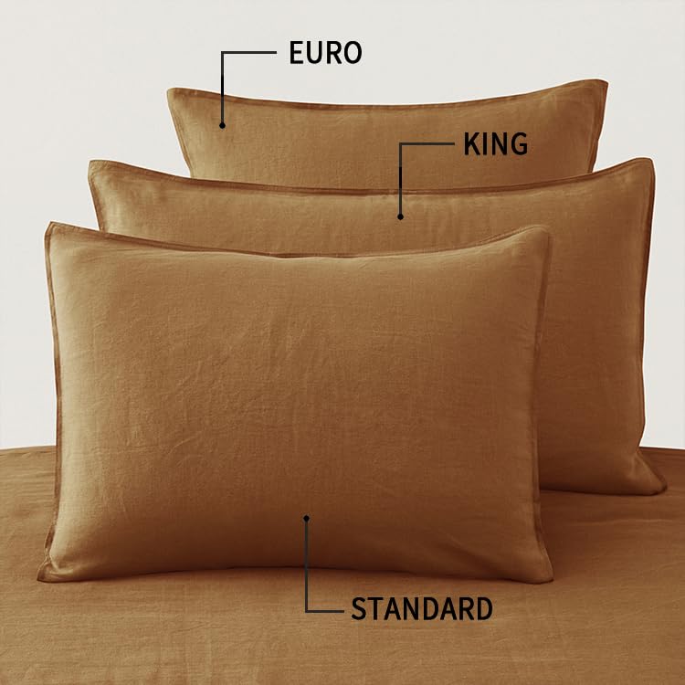 Atlinia Linen Pillow Cases Euro Sham - 26 X 26 Inch Bed Pillow Protector Cover Set Of 2 Bedding Cooling Neutral Pillowcase Shams