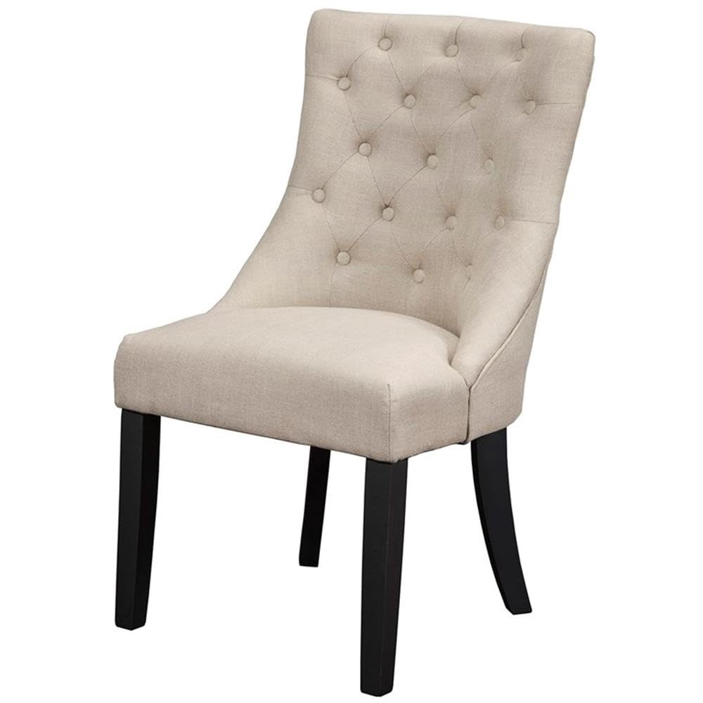 Alpine Furniture Prairie Side Chair In Cream Linen Upholstery-Set Of 2