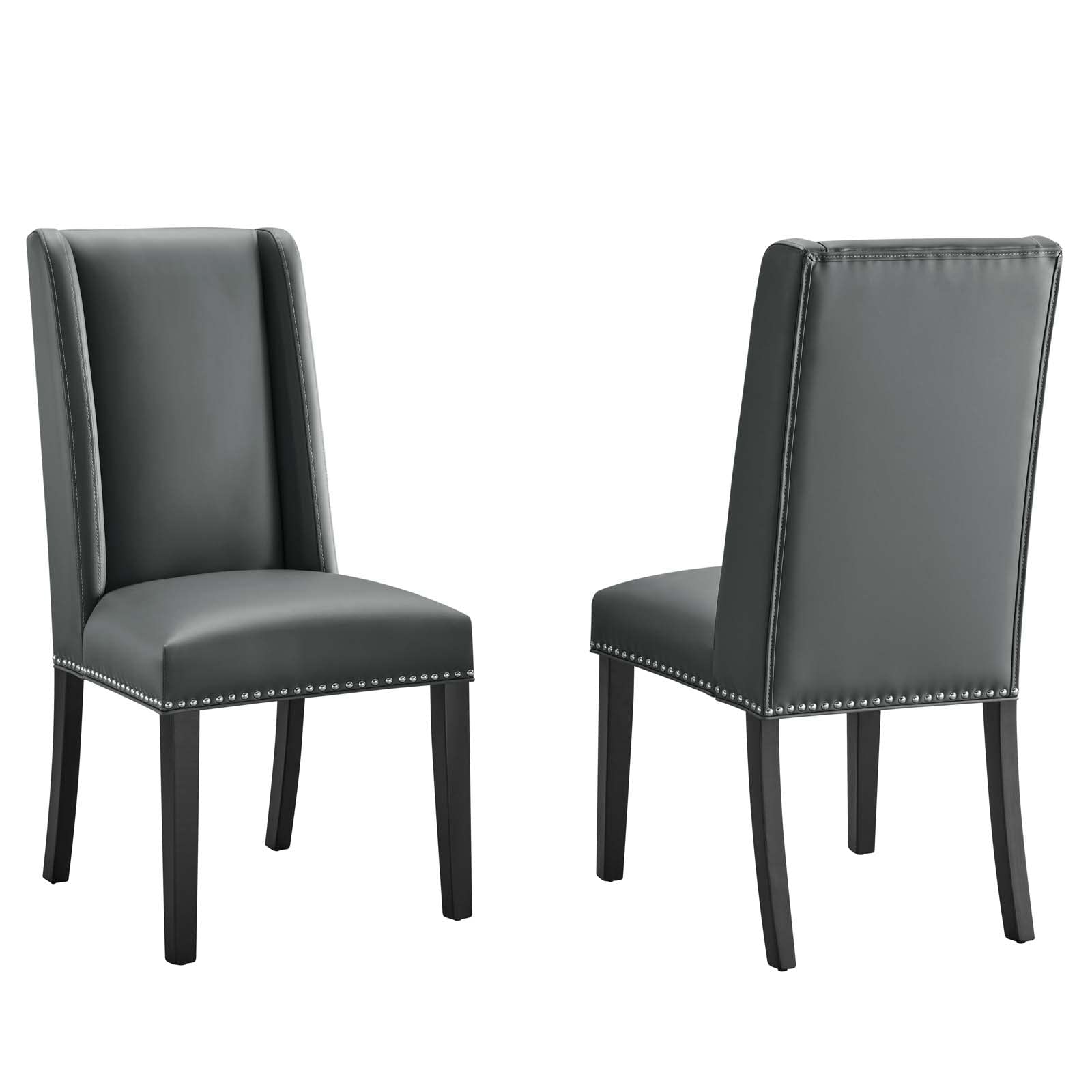 Modway Eei-2747-Gry-Set Baron Dining Chair Vinyl Set Of 2, Gray