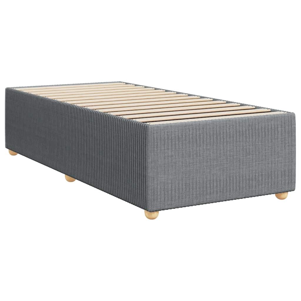 vidaXL Upholstered Bedstead Twin Mattress Base - Light Gray, Poly-Fabric Frame with Slats for Bedroom