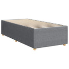 vidaXL Upholstered Bedstead Twin Mattress Base - Light Gray, Poly-Fabric Frame with Slats for Bedroom