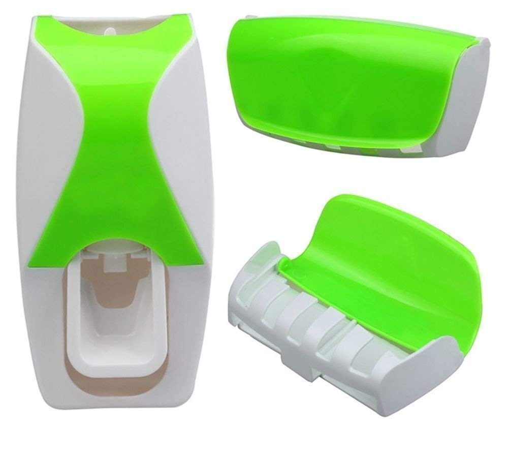 Cyrox Toothbrush Holder with Toothpaste Dispenser, Wall Mounted Plastic HandsFree Automatic Toothpaste Squeezing Device for Hom