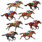 Beistle Racehorse Themed Photo Props, 8 Pieces, 29' - Printed Plastic Cut Out Horse Racing Wall Decorations, Jockey Backdrops