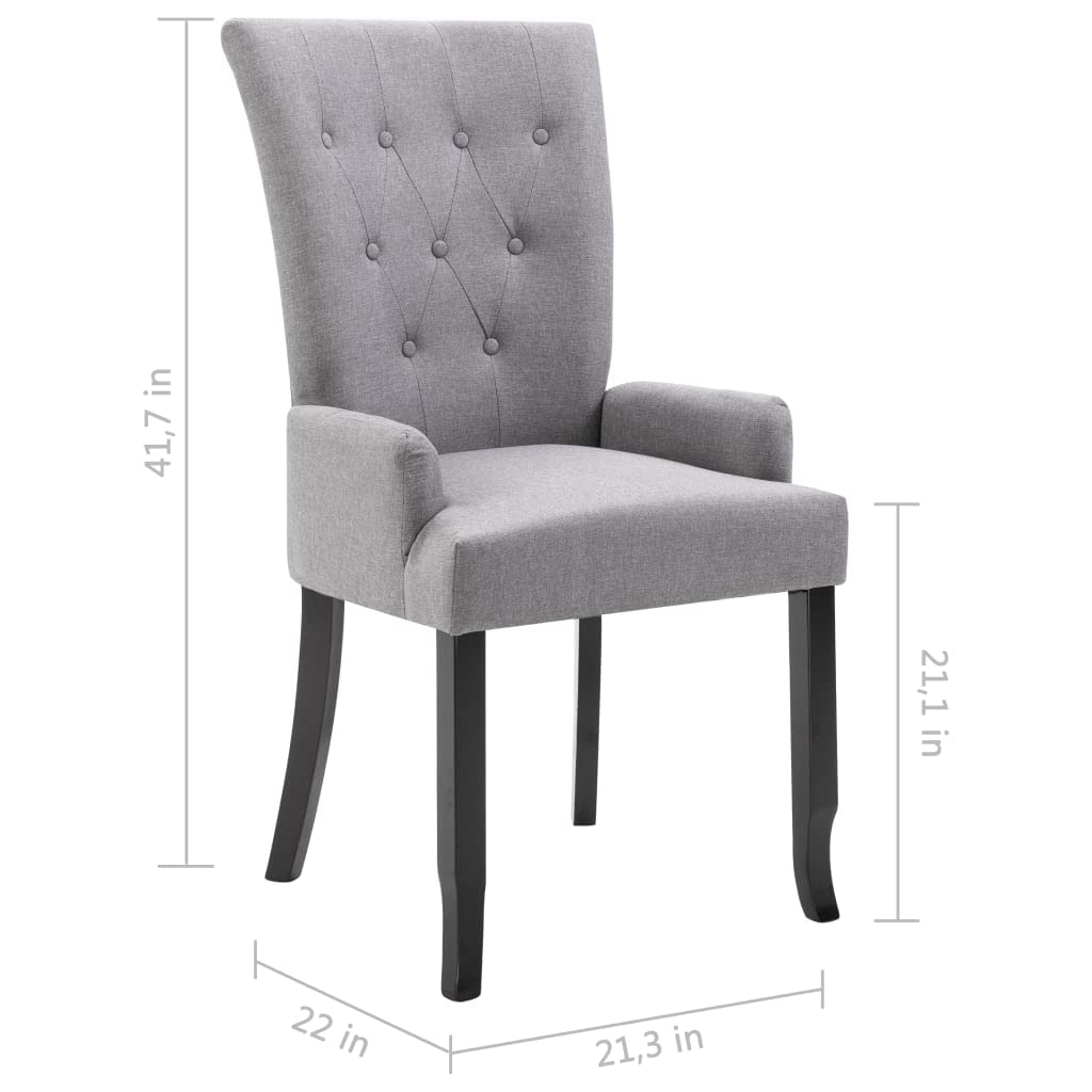 vidaXL Dining Chair with Armrests Light Grey Fabric