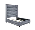 Coaster Home Furnishings Rocori Modern Classic Velvet Upholstered Eastern King Size Wingback Bed Frame 84-inch Headboard Grey 306075KE