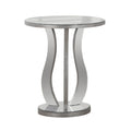 Monarch Specialties Accent End Table Mirrored  24 H  Brushed Silver -Like New
