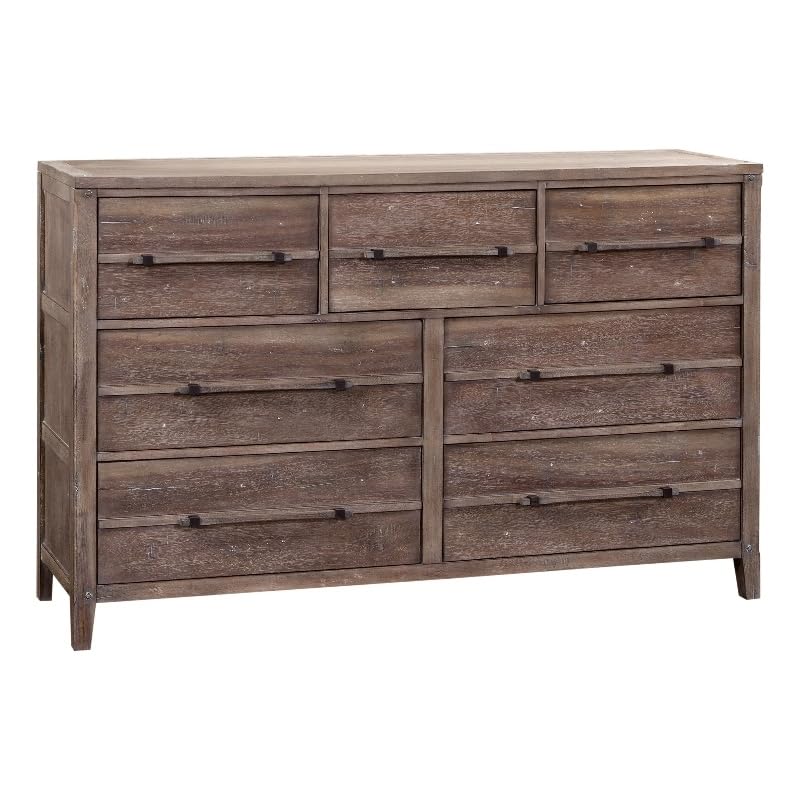 American Woodcrafters Aurora 7-Drawer Weathered Gray Wood Dresser