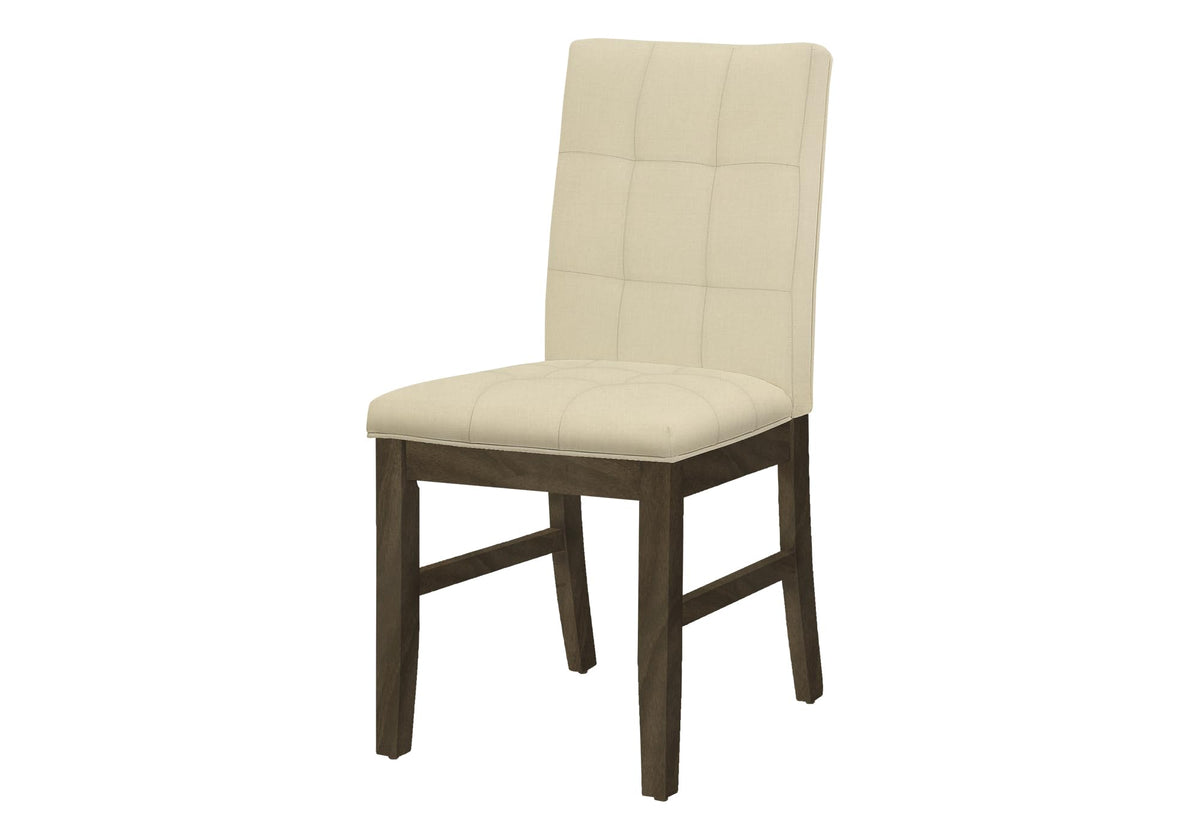 Monarch Specialties CREAM Dining Chair-2Pcs / 37' H Grey Fabric Seat, 18.5' L x 23' W x 37.25' H